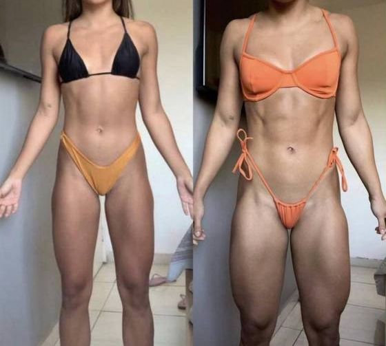 Antes e depois de aluna