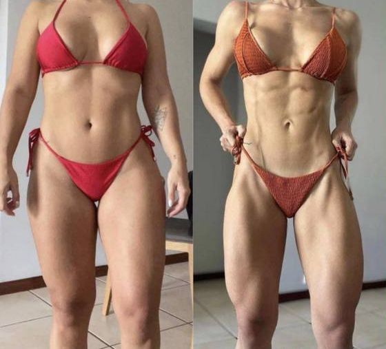 Antes e depois de aluna