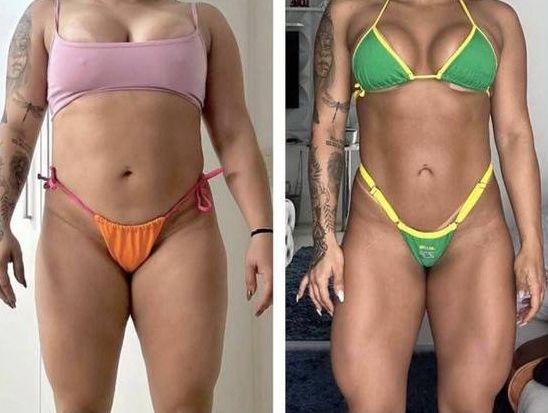 Antes e depois de aluna